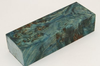 Bloc pour la coutellerie, Loupe de Peuplier stabilis&eacute;e bleu, ref:BLpPEs74043b