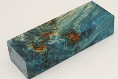 Bloc pour la coutellerie, Loupe de Peuplier stabilis&eacute;e bleu, ref:BLpPEs74044b