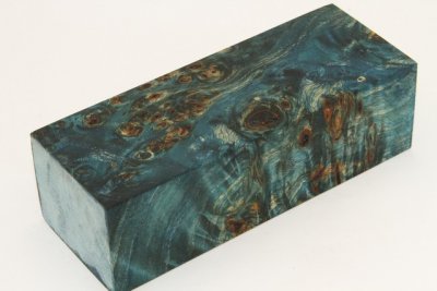 Bloc pour la coutellerie, Loupe de Peuplier stabilis&eacute;e bleu, ref:BLpPEs74046b