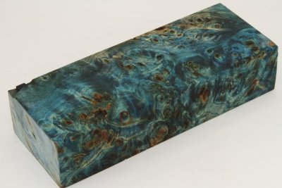 Bloc pour la coutellerie, Loupe de Peuplier stabilis&eacute;e bleu, ref:BLpPEs74048b