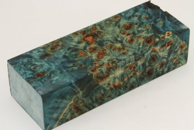 Bloc pour la coutellerie, Loupe de Peuplier stabilis&eacute;e bleu, ref:BLpPEs74045b