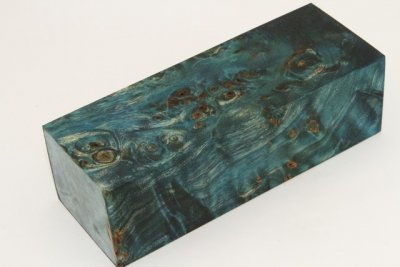 Bloc pour la coutellerie, Loupe de Peuplier stabilis&eacute;e bleu, ref:BLpPEs74047b