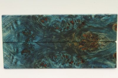 Plaquettes pour la coutellerie, Loupe de Peuplier stabilis&eacute;e bleue, ref:PLpPEs74050b