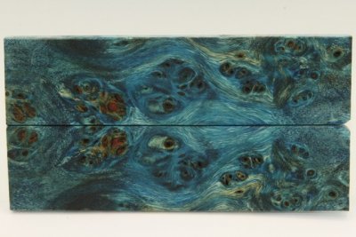 Plaquettes pour la coutellerie, Loupe de Peuplier stabilis&eacute;e bleue, ref:PLpPEs74054b