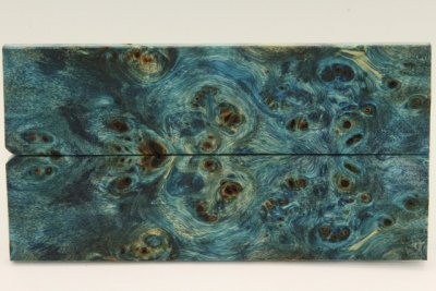 Plaquettes pour la coutellerie, Loupe de Peuplier stabilis&eacute;e bleue, ref:PLpPEs74053b