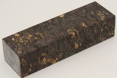 Bloc pour la coutellerie, Loupe d'Erable N&eacute;gundo stabilis&eacute; noir/vert, ref:BLpErs74303nr