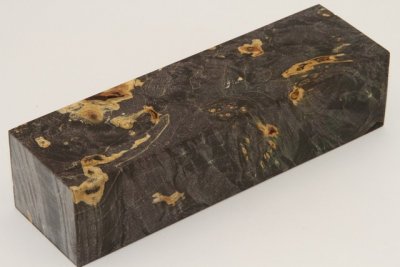 Bloc pour la coutellerie, Loupe d'Erable N&eacute;gundo stabilis&eacute; noir/vert, ref:BLpErs74302nr