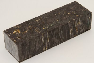 Bloc pour la coutellerie, Loupe d'Erable N&eacute;gundo stabilis&eacute; noir/vert, ref:BLpErs74305nr