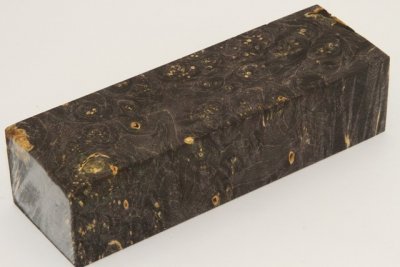 Bloc pour la coutellerie, Loupe d'Erable N&eacute;gundo stabilis&eacute; noir/vert, ref:BLpErs74306nr