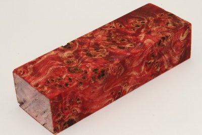 Bloc pour la coutellerie, Loupe de Peuplier stabilis&eacute; rouge, ref:BLpPEs74524r