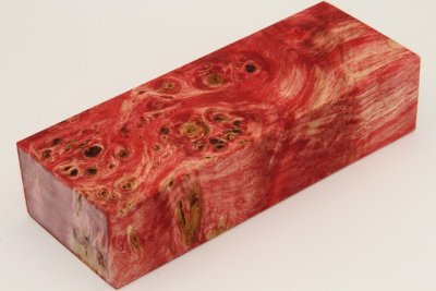 Bloc pour la coutellerie, Loupe de Peuplier stabilis&eacute; rouge, ref:BLpPEs74525r