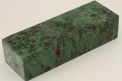 Bloc pour la coutellerie, Loupe de Peuplier stabilis&eacute; vert, ref:BLpPEs74543ve
