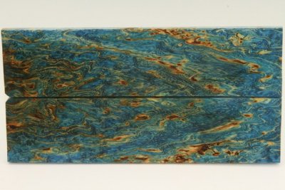 Plaquettes pour la coutellerie, loupe de Fr&ecirc;ne stabilis&eacute; bleue, ref:PLpFrs74566b