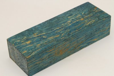 Bloc pour la coutellerie, loupe de Fr&ecirc;ne stabilis&eacute;e bleue, ref:BLpFrs74683b