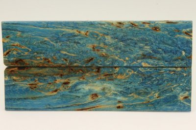 Plaquettes pour la coutellerie, loupe de Fr&ecirc;ne stabilis&eacute; bleue, ref:PLpFrs74685b