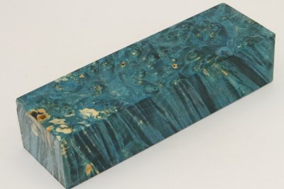 Bloc pour la coutellerie, Loupe d'Erable N&eacute;gundo stabilis&eacute; bleu, ref:BLpErs74739b