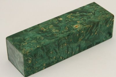 Bloc pour la coutellerie, Loupe d'Erable N&eacute;gundo stabilis&eacute; vert, ref:BLpErs74765ve