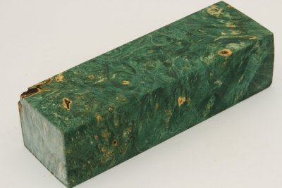 Bloc pour la coutellerie, Loupe d'Erable N&eacute;gundo stabilis&eacute; vert, ref:BLpErs74768ve