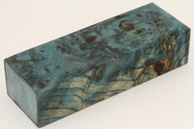 Bloc pour la coutellerie, Loupe de Peuplier stabilis&eacute;e bleu, ref:BLpPEs75002b