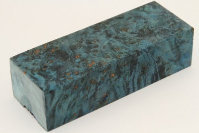 Bloc pour la coutellerie, Loupe de Peuplier stabilis&eacute;e bleu, ref:BLpPEs75003b