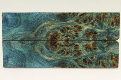 Plaquettes pour la coutellerie, Loupe de Peuplier stabilis&eacute;e bleue, ref:PLpPEs75006b