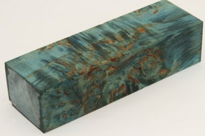 Bloc pour la coutellerie, Bouleau de Car&eacute;lie stabilis&eacute; bleu, ref:BBMs75125b