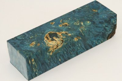 Bloc pour la coutellerie, Loupe d'Erable N&eacute;gundo stabilis&eacute; bleu, ref:BLpErs75396b