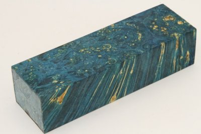 Bloc pour la coutellerie, Loupe d'Erable N&eacute;gundo stabilis&eacute; bleu, ref:BLpErs75397b