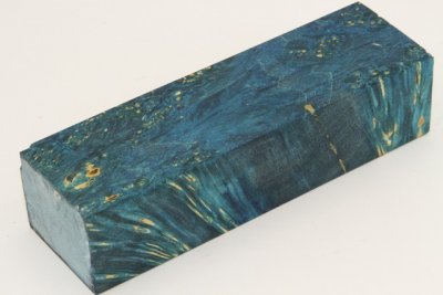 Bloc pour la coutellerie, Loupe d'Erable N&eacute;gundo stabilis&eacute; bleu, ref:BLpErs75398b