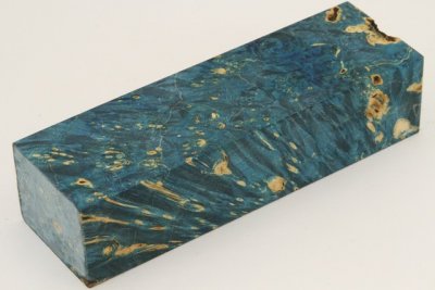 Bloc pour la coutellerie, Loupe d'Erable N&eacute;gundo stabilis&eacute; bleu, ref:BLpErs75399b