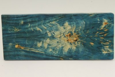Plaquettes pour la coutellerie, Loupe d'Erable N&eacute;gundo stabilis&eacute; bleu, ref:PLpErs75401b