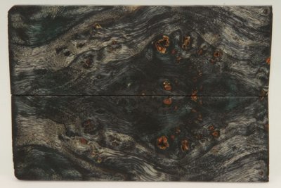 Plaquettes pour la coutellerie, Loupe de Peuplier stabilis&eacute;e noire/verte, ref:PLpPEs75438nr