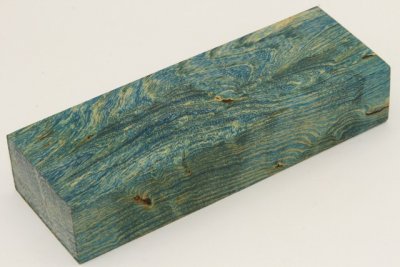 Bloc pour la coutellerie, loupe de Fr&ecirc;ne stabilis&eacute;e bleue, ref:BLpFrs75489b
