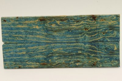 Plaquettes pour la coutellerie, loupe de Fr&ecirc;ne stabilis&eacute; bleue, ref:PLpFrs75483b