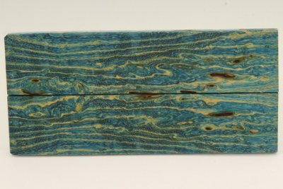 Plaquettes pour la coutellerie, loupe de Fr&ecirc;ne stabilis&eacute; bleue, ref:PLpFrs75484b