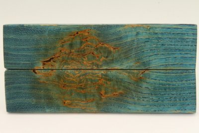 Plaquettes pour la coutellerie, loupe de Fr&ecirc;ne stabilis&eacute; bleue, ref:PLpFrs75485b