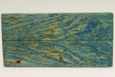 Plaquettes pour la coutellerie, loupe de Fr&ecirc;ne stabilis&eacute; bleue, ref:PLpFrs75488b