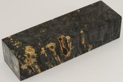 Bloc pour la coutellerie, Loupe d'Erable N&eacute;gundo stabilis&eacute; noir/vert, ref:BLpErs76053nr