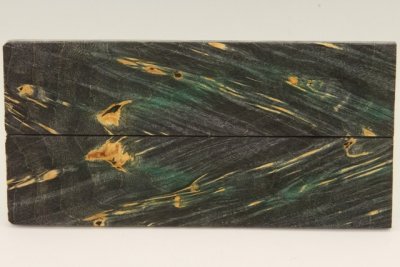 Plaquettes pour la coutellerie, Loupe d'Erable N&eacute;gundo stabilis&eacute; noir/vert, ref:PLpErs76059nr