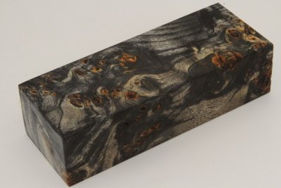 Bloc pour la coutellerie, Loupe de Peuplier stabilis&eacute;e noire, ref:BLpPEs76221nr
