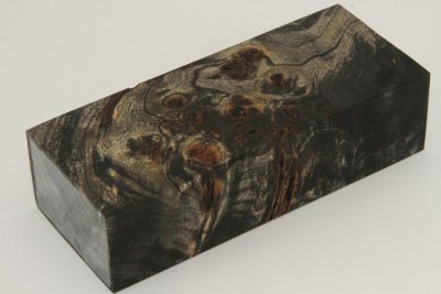Bloc pour la coutellerie, Loupe de Peuplier stabilis&eacute;e noire, ref:BLpPEs76222nr