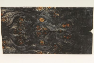 Plaquettes pour la coutellerie, Loupe de Peuplier stabilis&eacute;e noire, ref:PLpPEs76225nr