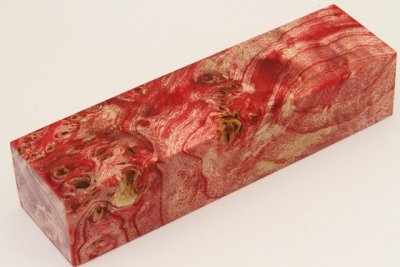 Bloc pour la coutellerie, Loupe de Peuplier stabilis&eacute; rouge, ref:BLpPEs76115r