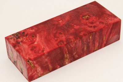 Bloc pour la coutellerie, Loupe de Peuplier stabilis&eacute; rouge, ref:BLpPEs76258r