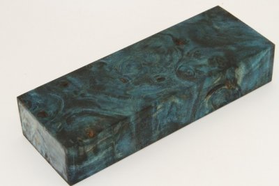 Bloc pour la coutellerie, Loupe de Peuplier stabilis&eacute;e bleu, ref:BLpPEs76291b