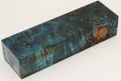 Bloc pour la coutellerie, Loupe de Peuplier stabilis&eacute;e bleu, ref:BLpPEs76290b