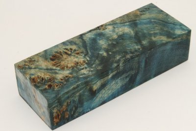 Bloc pour la coutellerie, Loupe de Peuplier stabilis&eacute;e bleu, ref:BLpPEs76292b