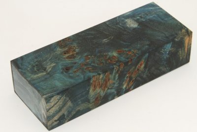 Bloc pour la coutellerie, Loupe de Peuplier stabilis&eacute;e bleu, ref:BLpPEs76293b