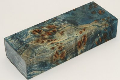 Bloc pour la coutellerie, Loupe de Peuplier stabilis&eacute;e bleu, ref:BLpPEs76294b