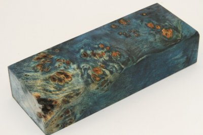 Bloc pour la coutellerie, Loupe de Peuplier stabilis&eacute;e bleu, ref:BLpPEs76295b